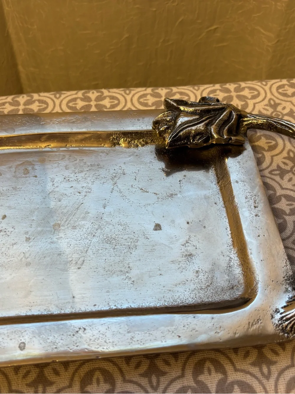 Decorative Silver Floral Metal Serving Tray